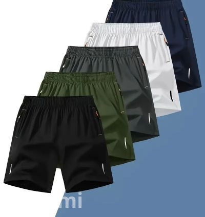 5pcs Men’s Athletic Drawstring Shorts – Versatile Comfort for Active Lifestyles