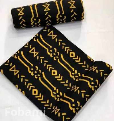Africa Adire with Black and Yellow Stripe Design
