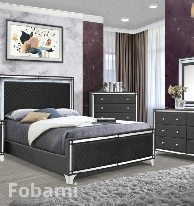 Modern King Size Bedroom Furniture Set with Velvet by Al Nass Nigeria – Available on Fobam