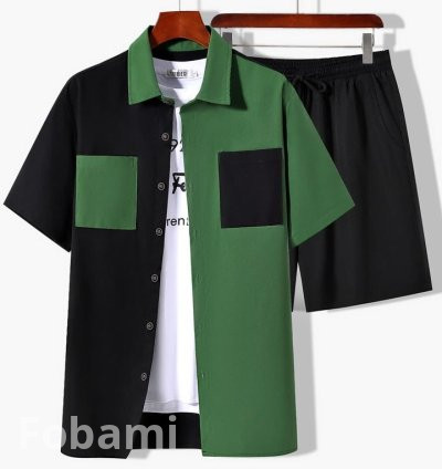 Manfinity Men Cut and Sew Shirt & Short Set | Modern Streetwear